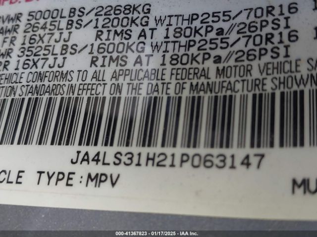 2001 MITSUBISHI MONTERO SPORT JA4LS31H21P063147 Photo 8