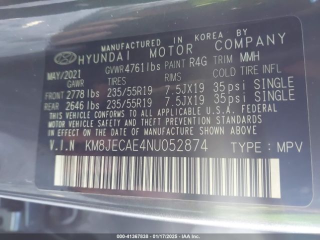 2022 HYUNDAI TUCSON KM8JECAE4NU052874 Photo 8