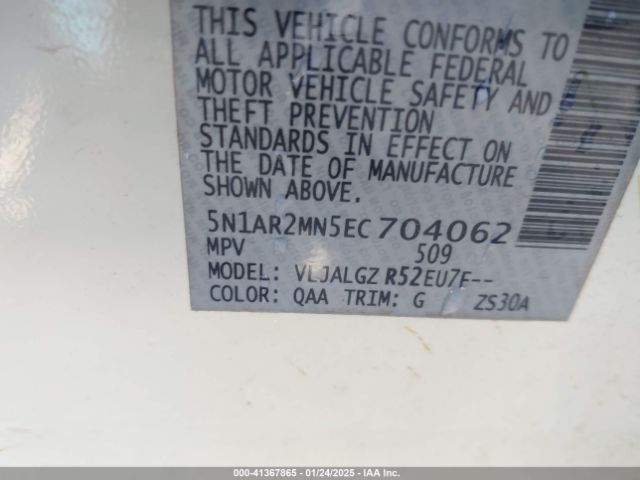 5N1AR2MN5EC704062 Nissan Pathfinder Sl