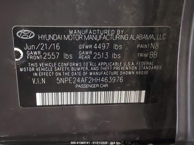 Hyundai SONATA SE 2017 5NPE24AF2HH463976 Image 9