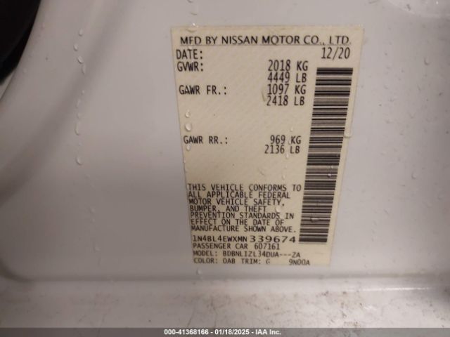 1N4BL4EWXMN339674 Nissan Altima Sl Intelligent Awd