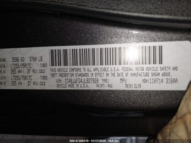 1C4BJWFG4JL827920 Jeep Wrangler Jk Unlimited Rubicon Recon 4x4