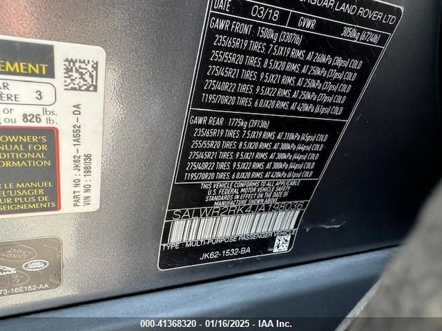 SALWR2RK4JA198036 Land Rover Range Rover Sport Hse