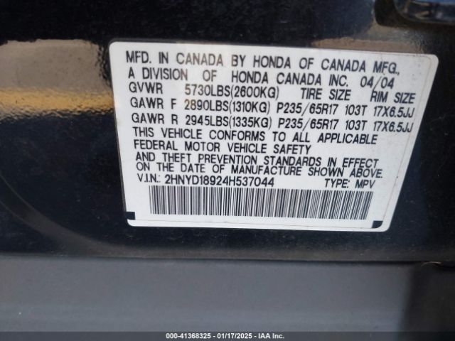 2004 ACURA MDX 2HNYD18924H537044 Photo 8