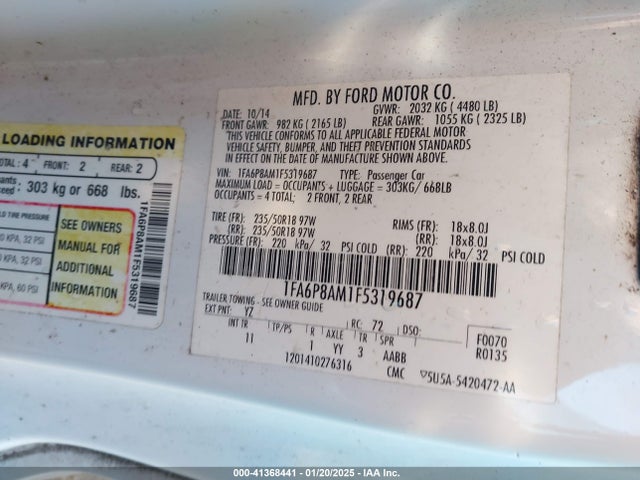Ford Mustang V6 2015 1FA6P8AM1F5319687 Image 9