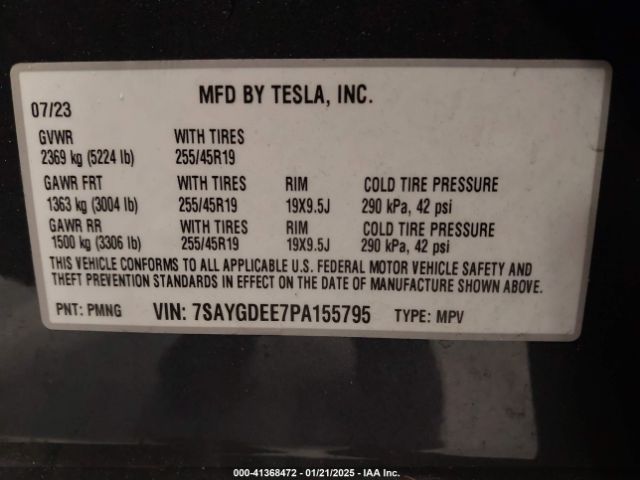 7SAYGDEE7PA155795 Tesla Model Y Awd/long Range Dual Motor All-wheel Drive