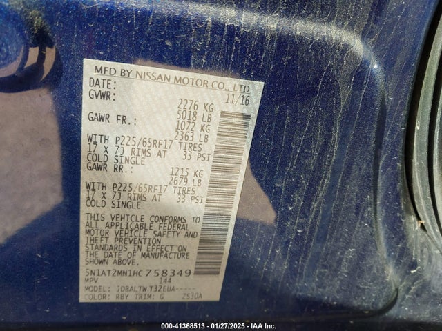 5N1AT2MN1HC758349 Nissan ROGUE SV