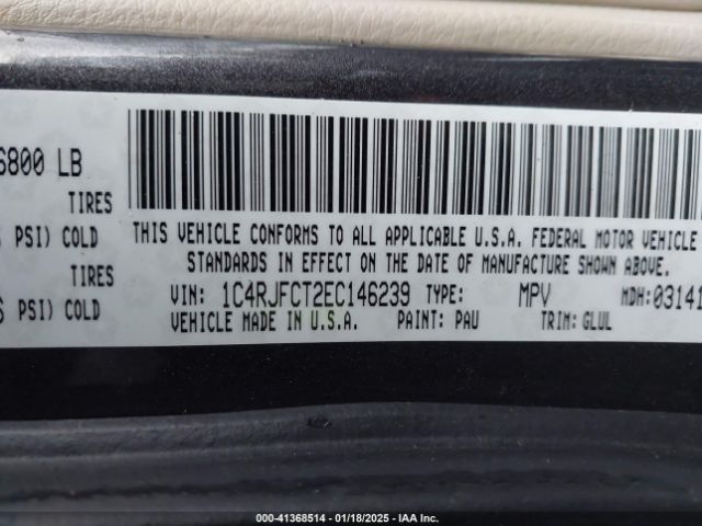1C4RJFCT2EC146239 Jeep Grand Cherokee Overland
