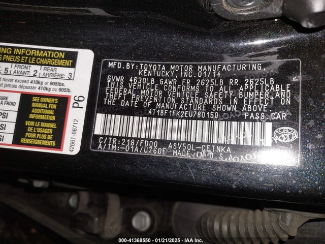 4T1BF1FK2EU780150 Toyota CAMRY LE