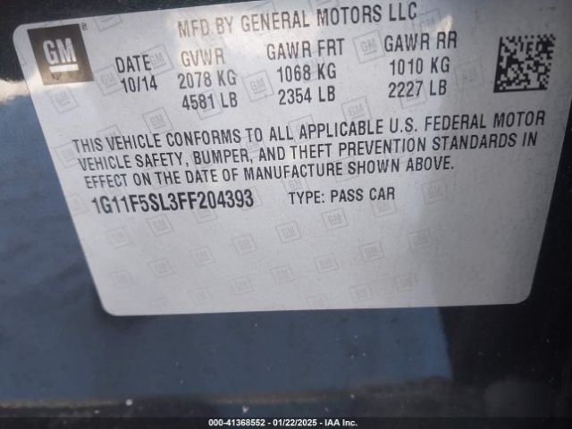 1G11F5SL3FF204393 Chevrolet Malibu 1lz