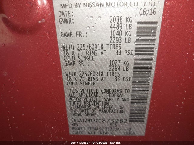 Nissan Rogue Sl 2016 5N1AT2MT3GC875282 Image 9
