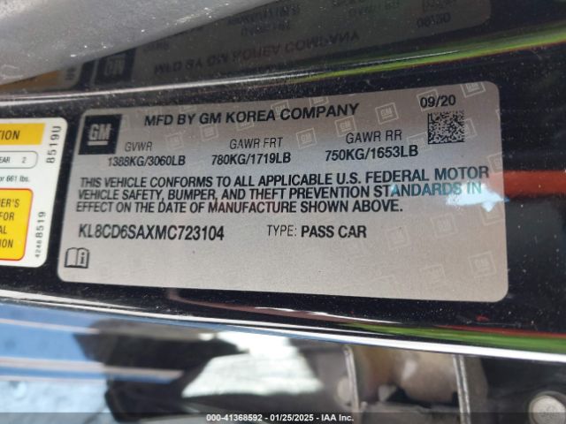 KL8CD6SAXMC723104 Chevrolet Spark Fwd 1lt Automatic