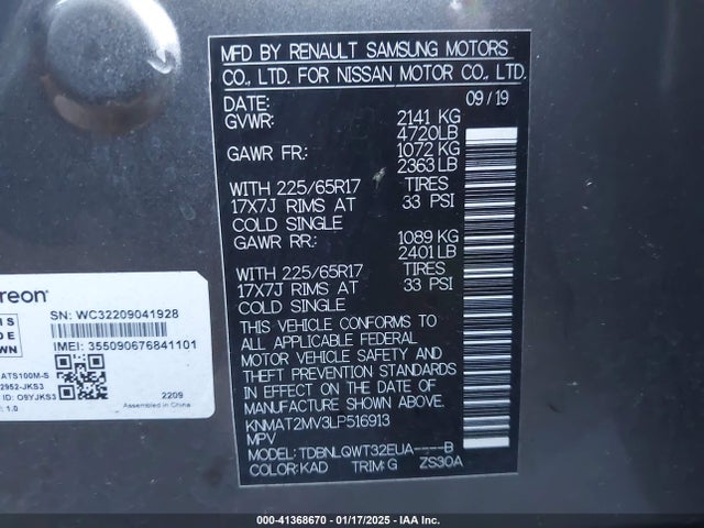 Nissan Rogue Sv Intelligent Awd 2020 KNMAT2MV3LP516913 Image 9