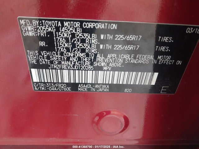 Toyota RAV4 LE 2018 JTMZFREV3JD120285 Image 9