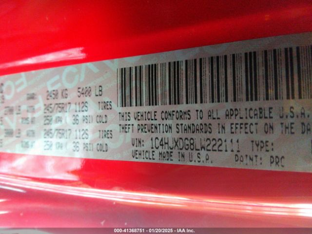 1C4HJXDG8LW222111 Jeep Wrangler Unlimited Sport S 4x4