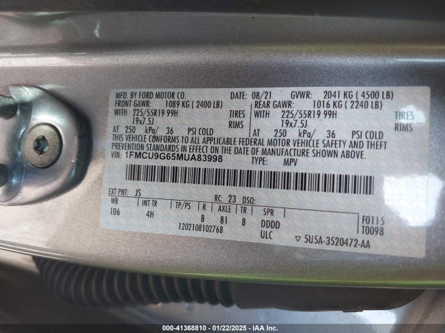 Ford ESCAPE SE 2021 1FMCU9G65MUA83998 Image 9