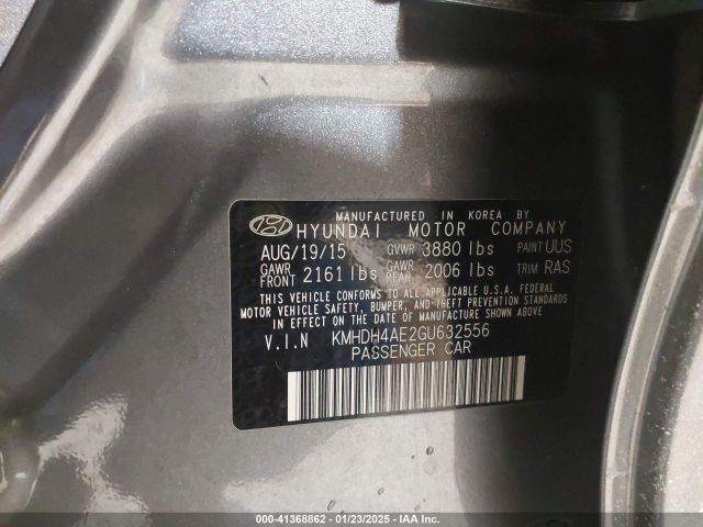 KMHDH4AE2GU632556 Hyundai ELANTRA SE