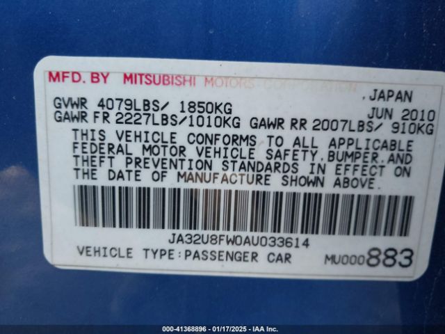 2010 MITSUBISHI LANCER JA32U8FW0AU033614 Photo 8