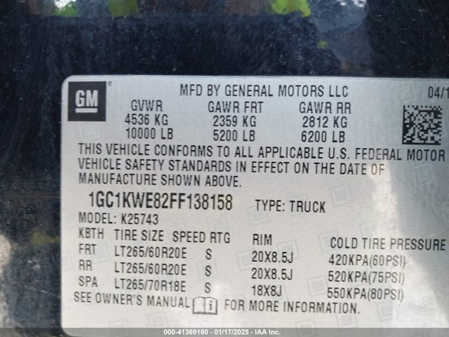 1GC1KWE82FF138158 Chevrolet Silverado 2500hd Ltz