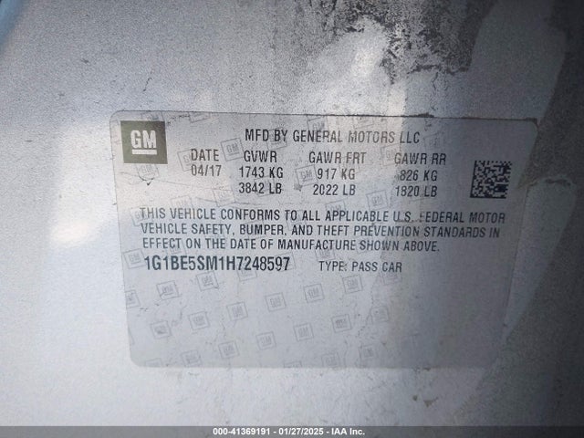 1G1BE5SM1H7248597 Chevrolet Cruze Lt Auto