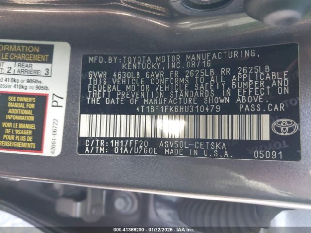 4T1BF1FK6HU310479 Toyota CAMRY SE