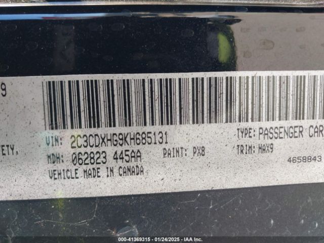 2C3CDXHG9KH685131 Dodge Charger Gt Rwd