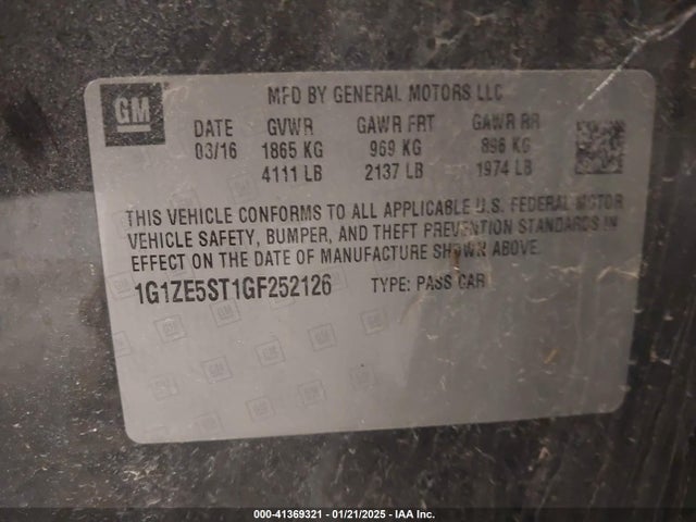 Chevrolet MALIBU 1LT 2016 1G1ZE5ST1GF252126 Image 9