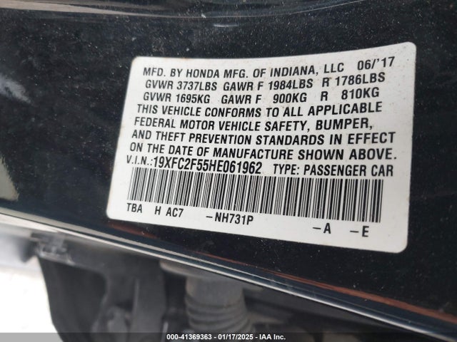 Honda Civic Lx 2017 19XFC2F55HE061962 Image 9