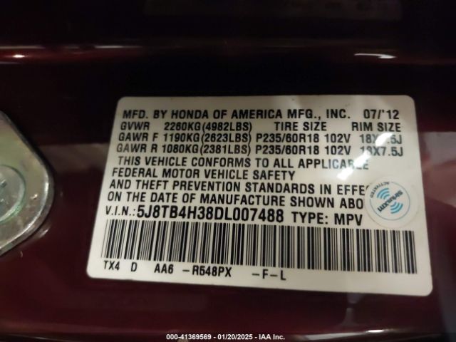 2013 ACURA RDX 5J8TB4H38DL007488 Photo 8
