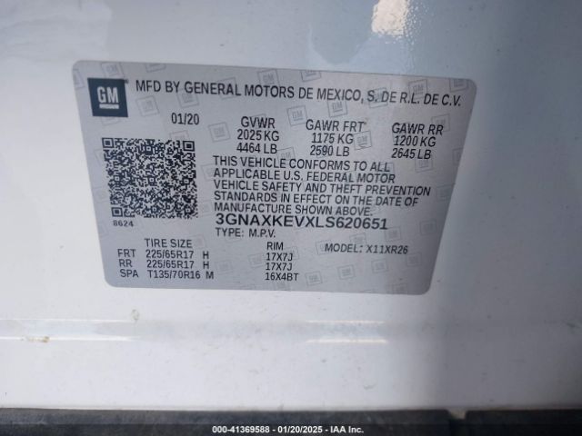 3GNAXKEVXLS620651 Chevrolet Equinox Fwd Lt 1.5l Turbo