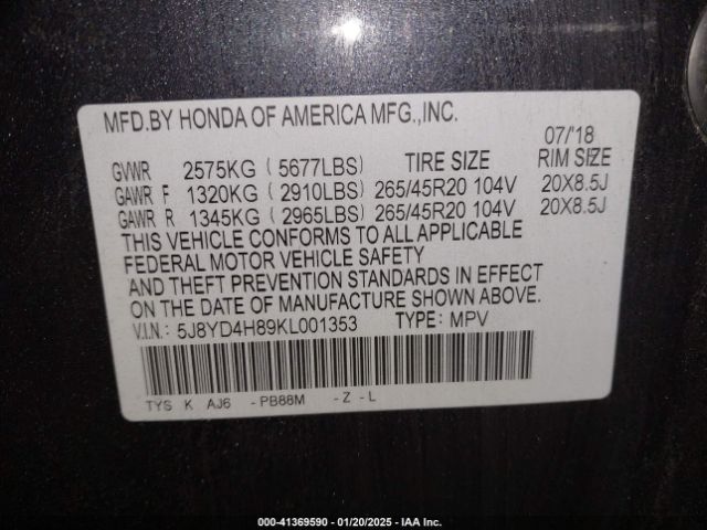 2019 ACURA MDX 5J8YD4H89KL001353 Photo 8