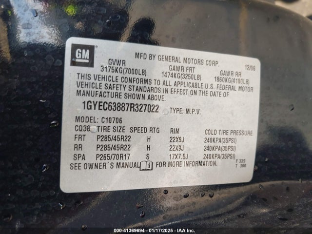 2007 CADILLAC ESCALADE 1GYEC63887R327022 Photo 8