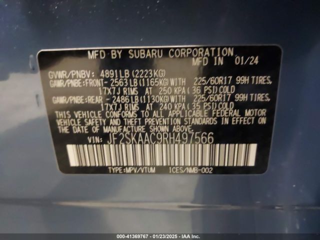 2024 SUBARU FORESTER JF2SKAAC9RH497566 Photo 8