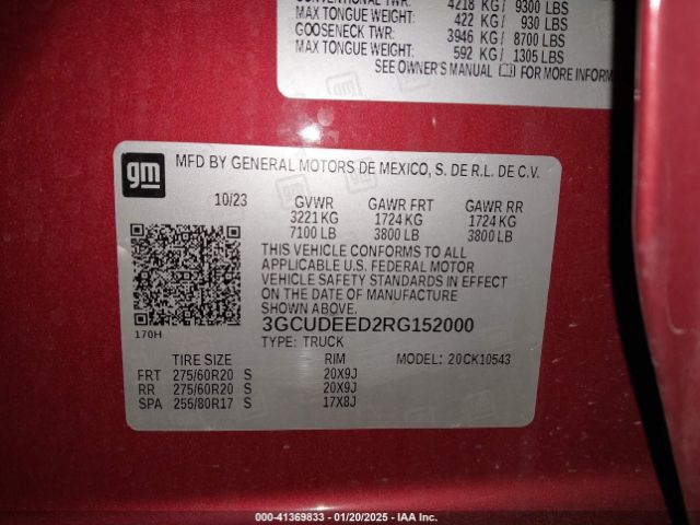 3GCUDEED2RG152000 Chevrolet Silverado 1500 4wd  Short Bed Rst