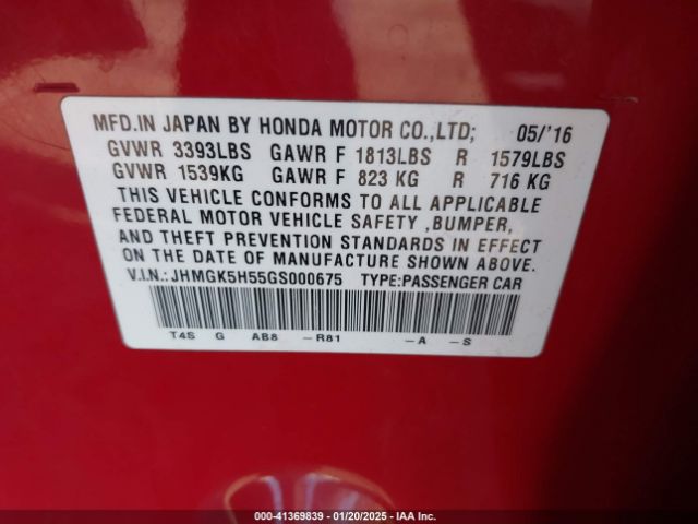 JHMGK5H55GS000675 Honda FIT LX