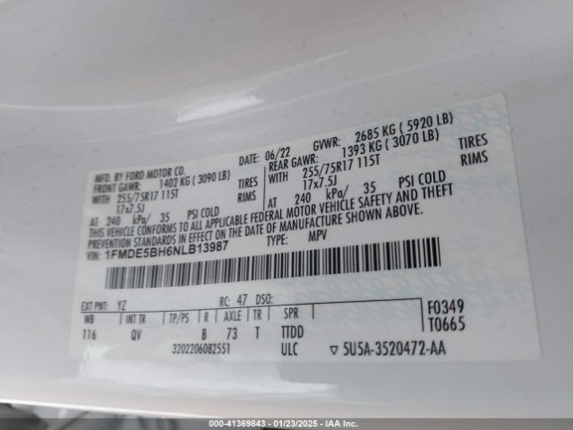 1FMDE5BH6NLB13987 Ford Bronco Big Bend