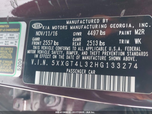 5XXGT4L32HG133274 KIA Optima Lx