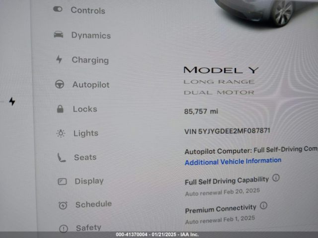 5YJYGDEE2MF087871 Tesla Model Y Long Range Dual Motor All-wheel Drive
