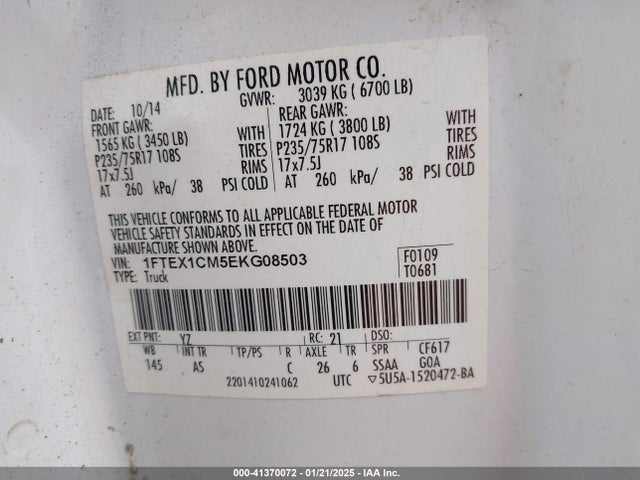 Ford F-150 Xl 2014 1FTEX1CM5EKG08503 Image 9