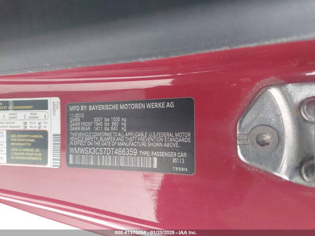 2013 MINI COUPE WMWSX3C57DT466359 Photo 8