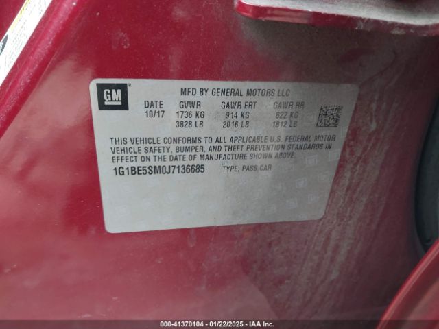 1G1BE5SM0J7136685 Chevrolet Cruze Lt Auto