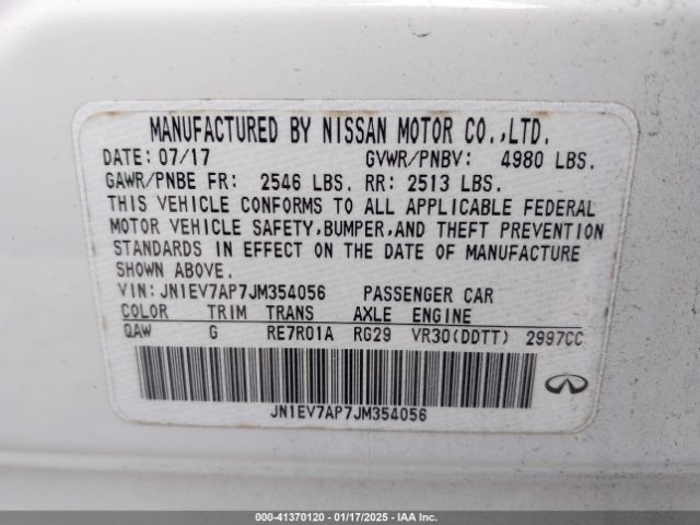 JN1EV7AP7JM354056 Infiniti Q50 3.0t Luxe