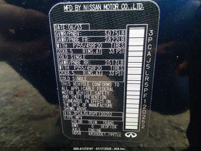 3PCAJ5LR5PF120252 Infiniti Qx55 Sensory Awd
