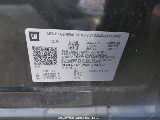 2GNAXNEV9M6124760 Chevrolet Equinox Fwd Premier