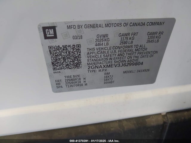 2GNAXMEV3J6299804 Chevrolet Equinox Premier