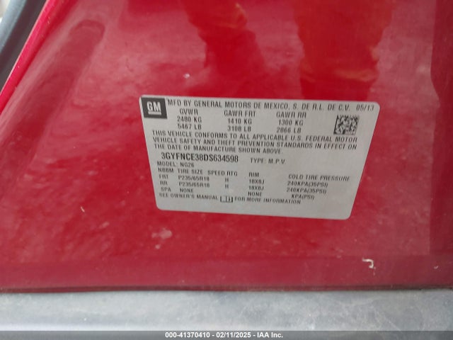 2013 CADILLAC SRX 3GYFNCE38DS634598 Photo 8
