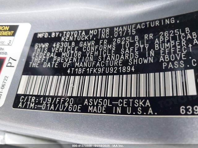 Toyota CAMRY SE 2015 4T1BF1FK9FU921894 Image 9