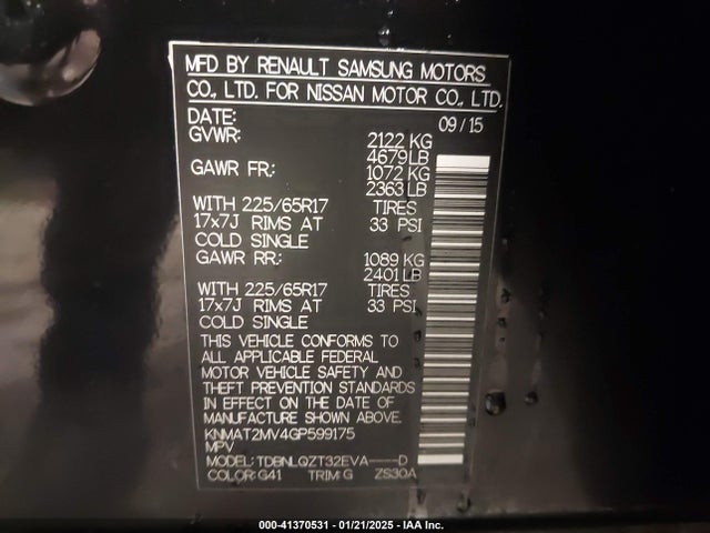 Nissan Rogue 2016 KNMAT2MV4GP599175 Image 9