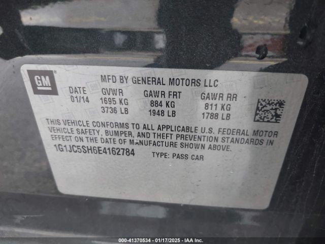 1G1JC5SH6E4162784 Chevrolet Sonic Lt Auto