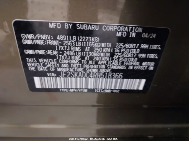 JF2SKADC4RH518366 Subaru Forester Premium